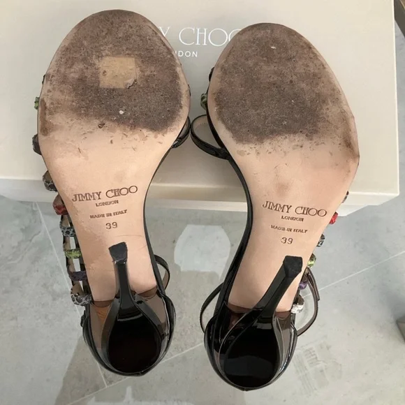 Authentic Jimmy Choo “Delta” Vuka D’Orsay black, colorful heels, sz. 39 - Picture 6 of 9
